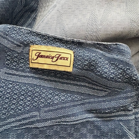 Jamaica Jaxx Men’s Silk Shirt XL Blue Palm Bamboo Pattern - Picture 9 of 10